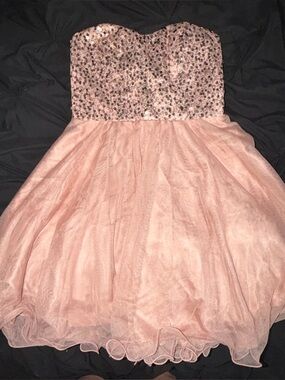 Womens Pink Sequin Strapless Party Dress